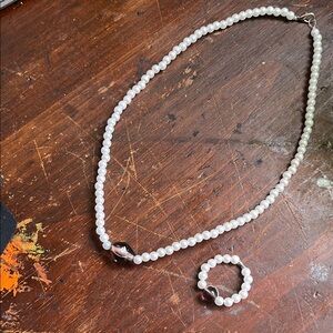 Purple and white Necklace and ring Set